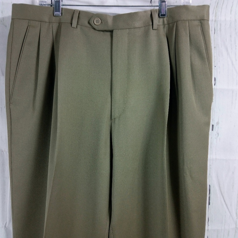 Pazoni Italian Men's Tan Dress Pants 36x33 Pleated